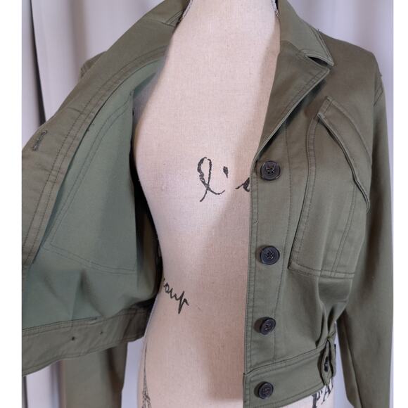 Derek Lam 10 Crosby Gwen Field Jacket Olive Green Cropped Utility Size 2 - Picture 11 of 16